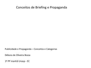 Conceitos de Briefing e Propaganda