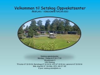 Velkommen til Setskog Oppvekstsenter ÅRSPLAN / VIRKSOMHETSPLAN 2013