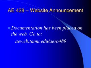 AE 428 – Website Announcement