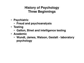 History of Psychology Three Beginnings