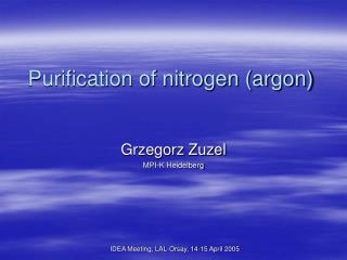 Purification of nitrogen (argon)