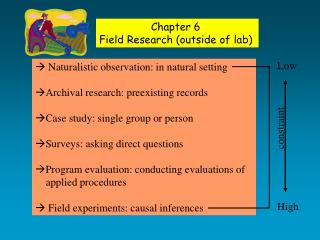 Chapter 6 Field Research (outside of lab)