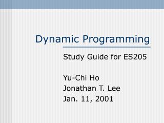 Dynamic Programming