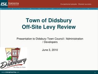 Town of Didsbury Off-Site Levy Review