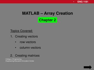 MATLAB – Array Creation