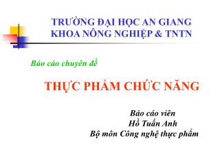 TRƯỜNG ĐẠI HỌC AN GIANG KHOA NÔNG NGHIỆP &amp; TNTN