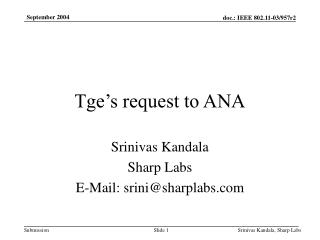 Tge’s request to ANA