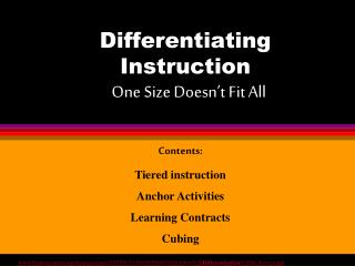 Differentiating Instruction One Size Doesn’t Fit All