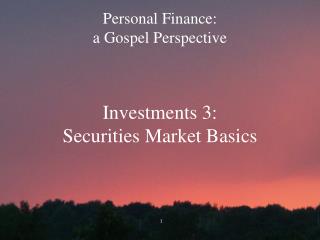 Personal Finance: a Gospel Perspective