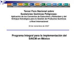 Programa Integral para la implementación del SAICM en México