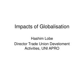 Impacts of Globalisation