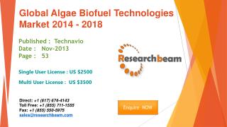 Global Algae Biofuel Technologies Market 2014 - 2018