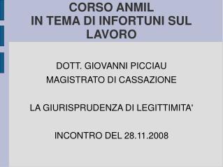 CORSO ANMIL IN TEMA DI INFORTUNI SUL LAVORO