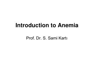 Introduction to Anemia