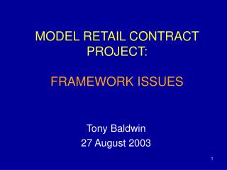 MODEL RETAIL CONTRACT PROJECT: FRAMEWORK ISSUES