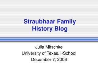 Straubhaar Family History Blog