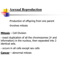 Asexual Reproduction