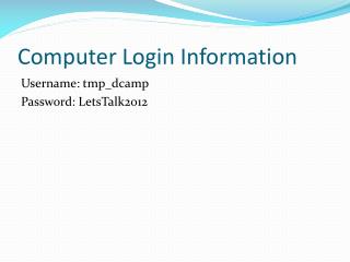 Computer Login Information