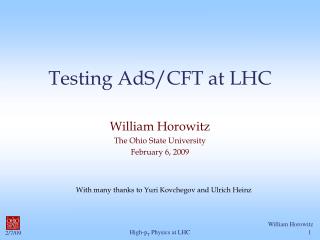 Testing AdS/CFT at LHC