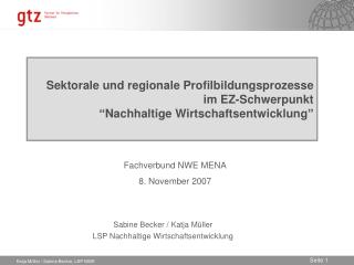 Sabine Becker / Katja Müller LSP Nachhaltige Wirtschaftsentwicklung