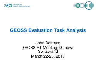 GEOSS Evaluation Task Analysis