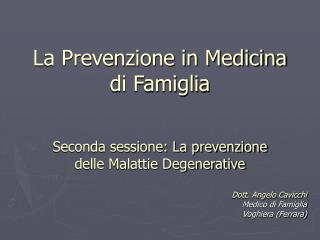 La Prevenzione in Medicina di Famiglia