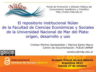 Jornada Virtual Acceso Abierto Argentina 2011 Jueves 27 de octubre