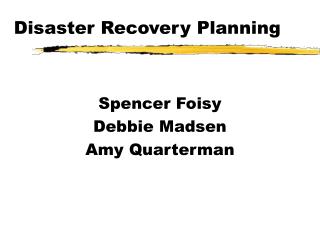 Disaster Recovery Planning