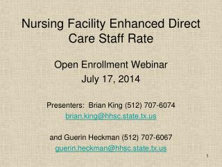 Nursing Facility Enhanced Direct Care Staff Rate