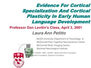 Evidence For Cortical Specialization And Cortical Plasticity In Early Human Language Development