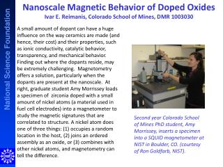 Kinetics Measurements at the Nanoscale Ivar E. Reimanis , Colorado School of Mines, DMR 1003030