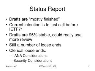 Status Report