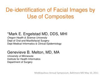 De-identification of Facial Images by Use of Composites