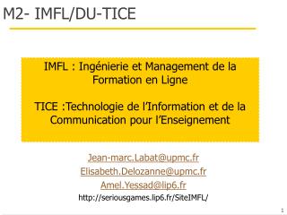 M2- IMFL/DU-TICE