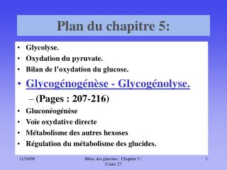 Plan du chapitre 5: