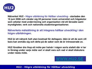 HU2 - Högre utbildning för Hållbar utveckling