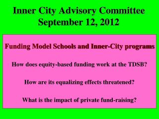 Inner City Advisory Committee September 12, 2012