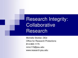 Research Integrity: Collaborative Research