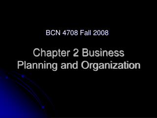 Chapter 2 Business Planning and Organization
