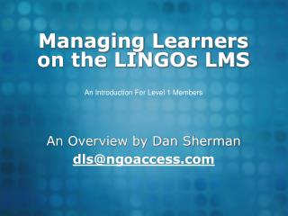 Managing Learners on the LINGOs LMS