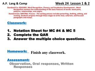 A.P. Lang &amp; Comp Week 24 Lesson 1 &amp; 2