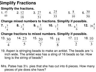 Simplify Fractions