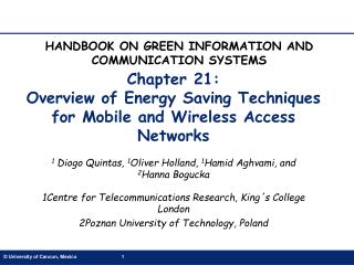 Chapter 21: Overview of Energy Saving Techniques for Mobile and Wireless Access Networks