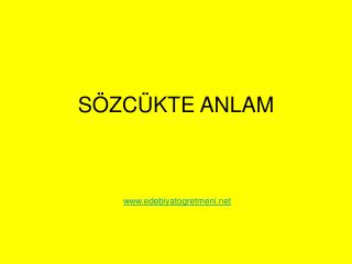 SÖZCÜKTE ANLAM