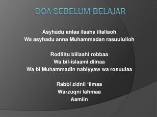 DOA SEBELUM BELAJAR