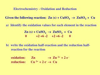 Electrochemistry - Oxidation and Reduction