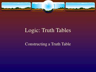 Logic: Truth Tables