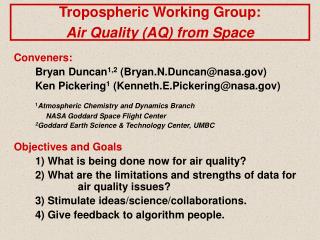 Tropospheric Working Group: Air Quality (AQ) from Space