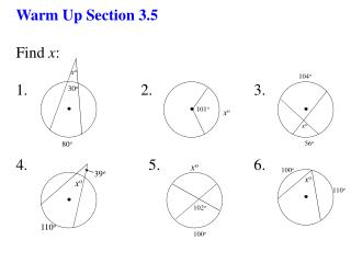 Warm Up Section 3.5 Find x : 1. 2. 3.