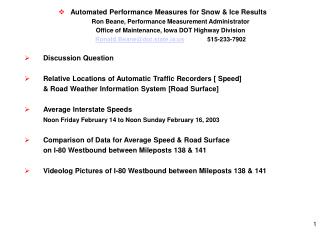Automated Performance Measures for Snow &amp; Ice Results